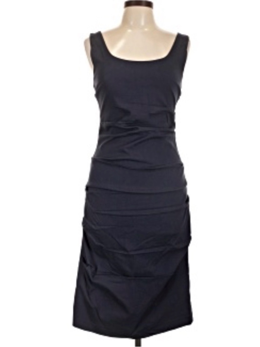 Papillion Navy Ruched Stretch Midi Dress Medium Cocktail Dressy